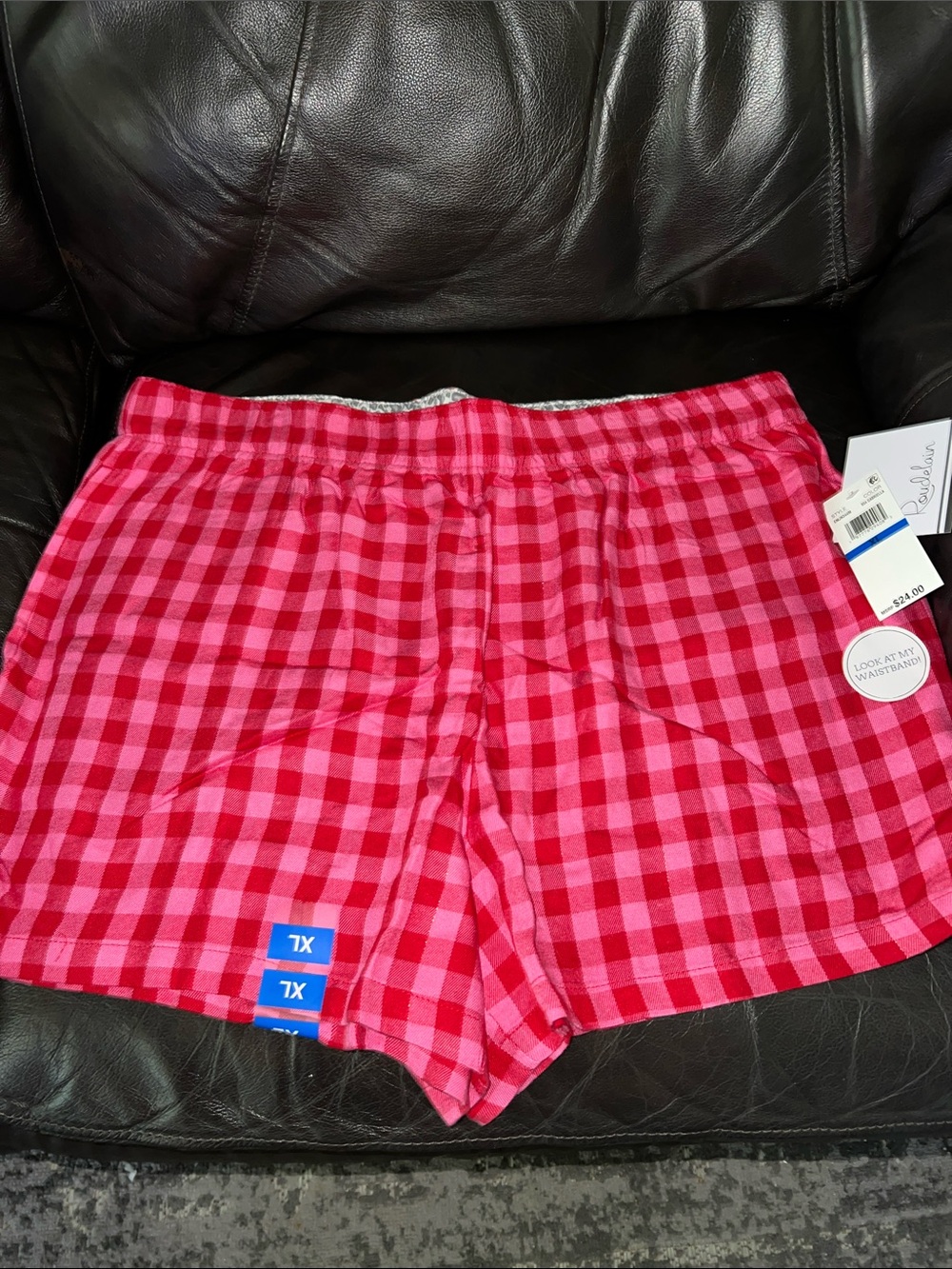 Women’s Red/Pink Plaid PJ/Lounge Shorts